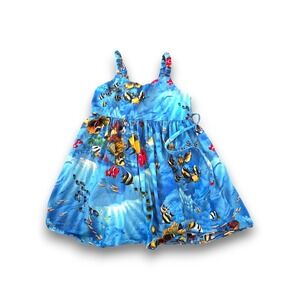 Pacific Legend Apparel Hawaii Sarong Twirl Dress Blue Tropical Fish Girls 5-6